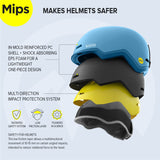 light blue snow helmet with EPS foam and ATSM (shock absorbing) certification